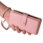For iPhone 16e Skin Feel Multi Card Slots Zipper Wallet Leather Phone Case(Pink)