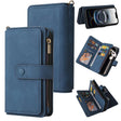 For iPhone 16e Skin Feel Multi Card Slots Zipper Wallet Leather Phone Case(Blue) - iPhone 16e Cases by PMC TechLife | Online Shopping South Africa | PMC TechLife | Buy Now Pay Later Mobicred