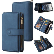 For iPhone 16e Skin Feel Multi Card Slots Zipper Wallet Leather Phone Case(Blue)