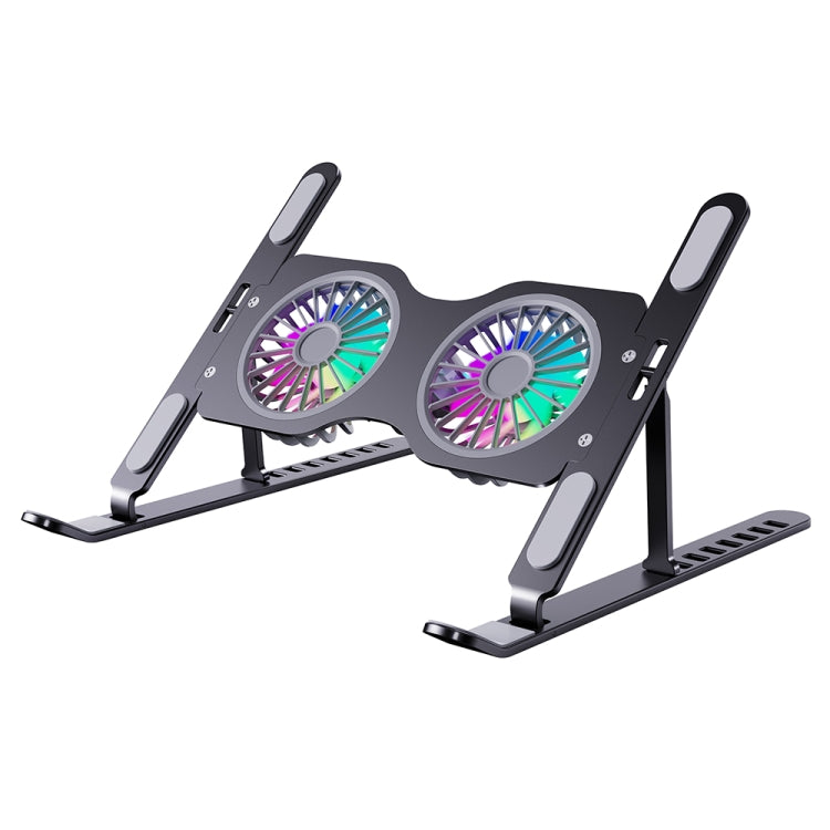 R- JUST HZ45 Aluminum Alloy Laptop Dual-core Cooling Stand(Black)