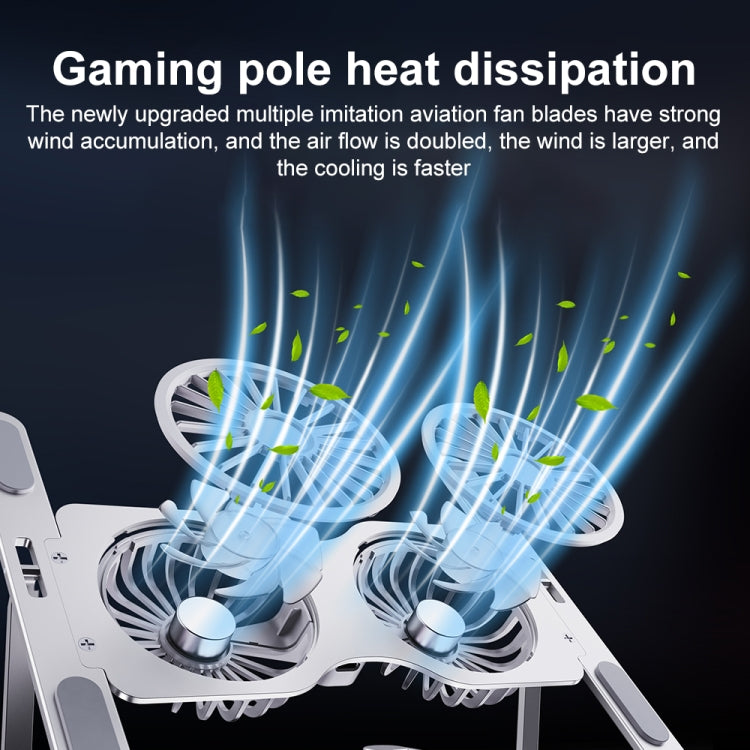 R- JUST HZ45 Aluminum Alloy Laptop Dual-core Cooling Stand(Silver)