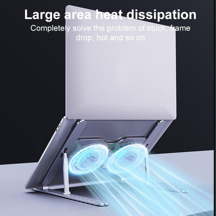R- JUST HZ45 Aluminum Alloy Laptop Dual-core Cooling Stand(Silver)
