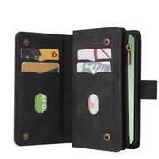 For Samsung Galaxy S24 FE 5G Skin Feel Multi Card Slots Zipper Wallet Leather Phone Case(Black)