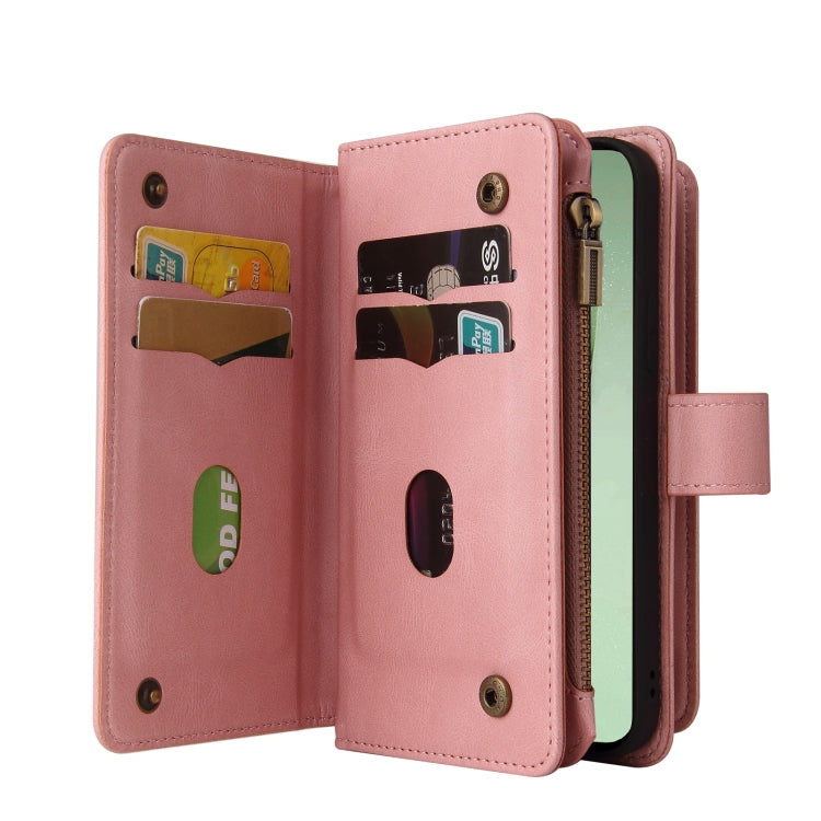 For Samsung Galaxy S24 FE 5G Skin Feel Multi Card Slots Zipper Wallet Leather Phone Case(Pink)