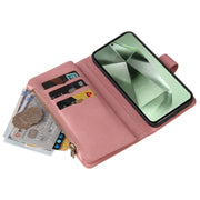 For Samsung Galaxy S24 FE 5G Skin Feel Multi Card Slots Zipper Wallet Leather Phone Case(Pink)