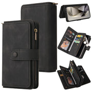 For Samsung Galaxy S25 Ultra 5G Skin Feel Multi Card Slots Zipper Wallet Leather Phone Case(Black)