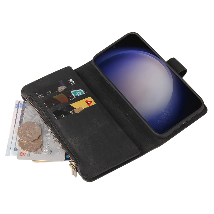 For Samsung Galaxy S25 / S24 5G Skin Feel Multi Card Slots Zipper Wallet Leather Phone Case(Black)