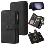 For Samsung Galaxy S25+ / S24+ 5G Skin Feel Multi Card Slots Zipper Wallet Leather Phone Case(Black)