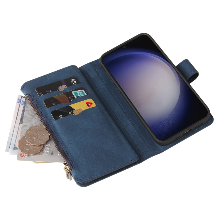 For Samsung Galaxy S25+ / S24+ 5G Skin Feel Multi Card Slots Zipper Wallet Leather Phone Case(Blue)