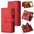 For Motorola Moto G85 Skin Feel Multi Card Slots Zipper Wallet Leather Phone Case(Red) - Motorola Cases by PMC TechLife | Online Shopping South Africa | PMC TechLife | Buy Now Pay Later Mobicred