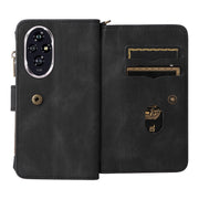 For Honor 200 Skin Feel Multi Card Slots Zipper Wallet Leather Phone Case(Black)
