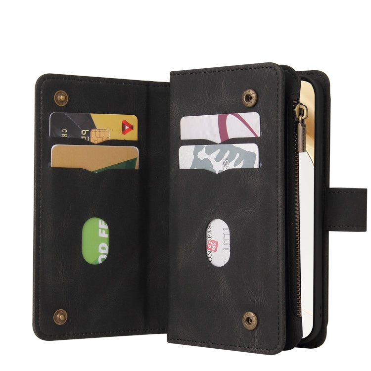 For Honor 200 Skin Feel Multi Card Slots Zipper Wallet Leather Phone Case(Black)