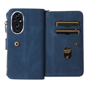 For Honor 200 Skin Feel Multi Card Slots Zipper Wallet Leather Phone Case(Blue)