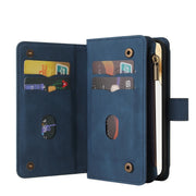 For Honor 200 Skin Feel Multi Card Slots Zipper Wallet Leather Phone Case(Blue)