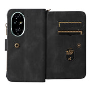 For Honor 200 Pro Skin Feel Multi Card Slots Zipper Wallet Leather Phone Case(Black)
