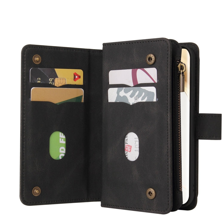 For Honor 200 Pro Skin Feel Multi Card Slots Zipper Wallet Leather Phone Case(Black)