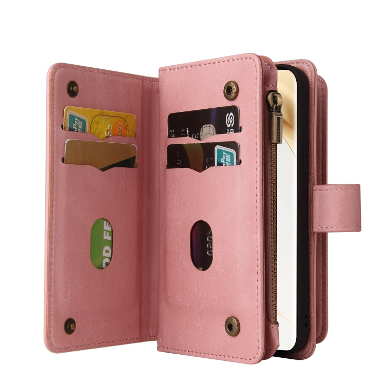 For Honor 200 Pro Skin Feel Multi Card Slots Zipper Wallet Leather Phone Case(Pink)