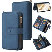 For Honor 200 Pro Skin Feel Multi Card Slots Zipper Wallet Leather Phone Case(Blue)