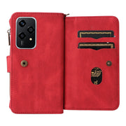 For Honor 200 Lite Global Skin Feel Multi Card Slots Zipper Wallet Leather Phone Case(Red)