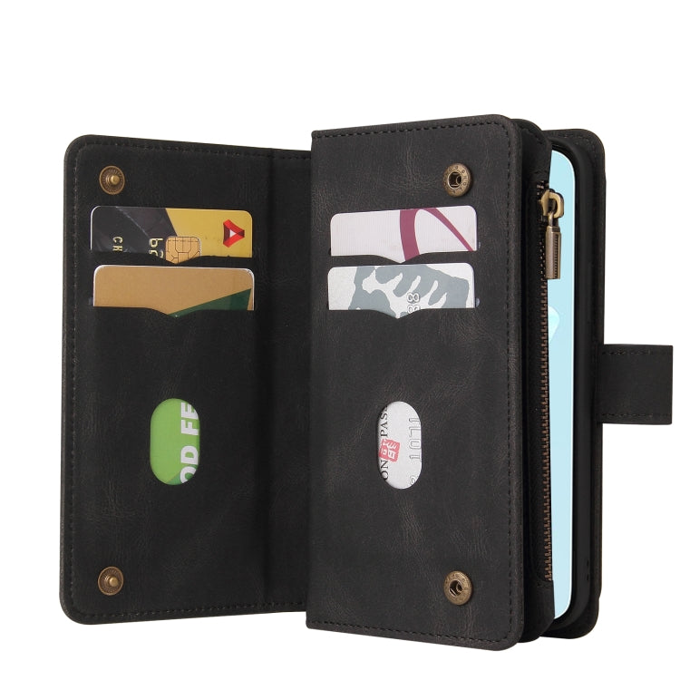 For Honor 200 Lite Global Skin Feel Multi Card Slots Zipper Wallet Leather Phone Case(Black)