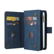 For Honor 200 Lite Global Skin Feel Multi Card Slots Zipper Wallet Leather Phone Case(Blue)