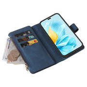 For Honor 200 Lite Global Skin Feel Multi Card Slots Zipper Wallet Leather Phone Case(Blue)