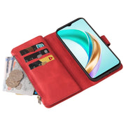 For Honor X6b Skin Feel Multi Card Slots Zipper Wallet Leather Phone Case(Red)