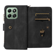 For Honor X6b Skin Feel Multi Card Slots Zipper Wallet Leather Phone Case(Black)