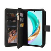 For Honor X6b Skin Feel Multi Card Slots Zipper Wallet Leather Phone Case(Black)