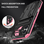 For iPhone 16 Plus Kickstand Armor Card Wallet Phone Case(Pink)