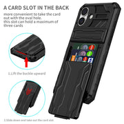 For iPhone 16 Kickstand Armor Card Wallet Phone Case(Black)