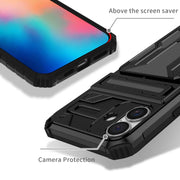For iPhone 16 Kickstand Armor Card Wallet Phone Case(Black)