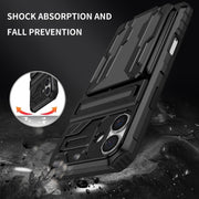 For iPhone 16 Kickstand Armor Card Wallet Phone Case(Black)