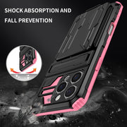 For iPhone 16 Pro Kickstand Armor Card Wallet Phone Case(Pink)