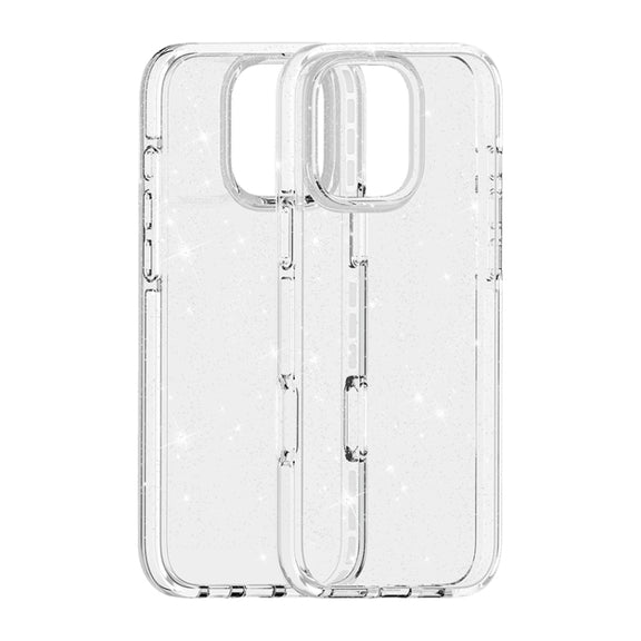 For iPhone 16 Plus Dual Color Clear Glitter TPU + TPE Full Coverage Phone Case(Glitter White)