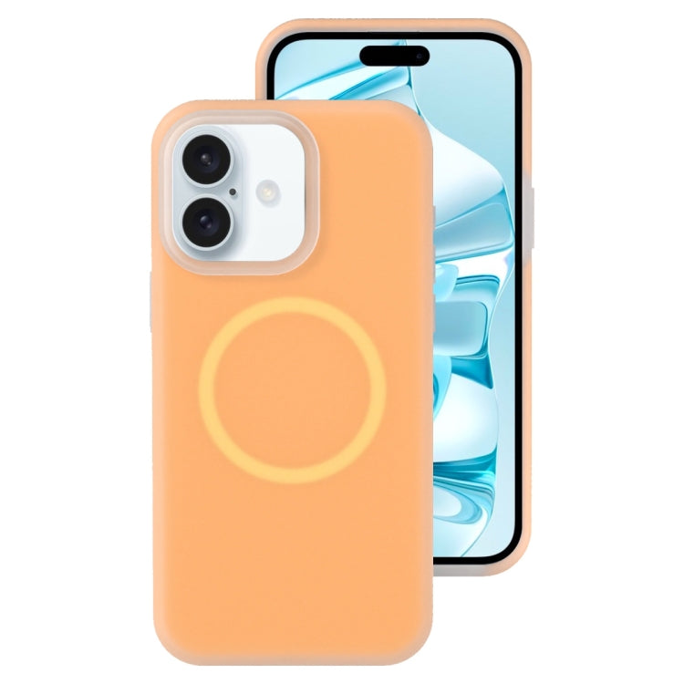 For iPhone 16 Jelly Liquid Silicone MagSafe Magnetic Phone Case(Orange)