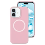 For iPhone 16 Jelly Liquid Silicone MagSafe Magnetic Phone Case(Sand Pink)