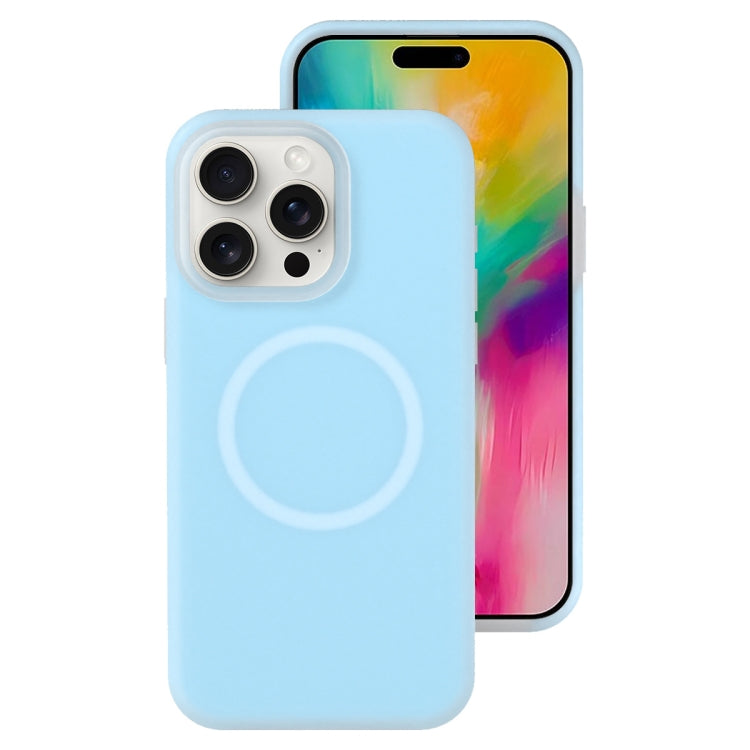 For iPhone 16 Pro Jelly Liquid Silicone MagSafe Magnetic Phone Case(Blue)