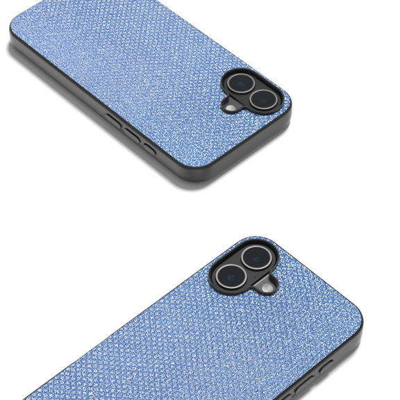 For iPhone 16 Diamond Black Frame Phone Case(Sapphire Blue)