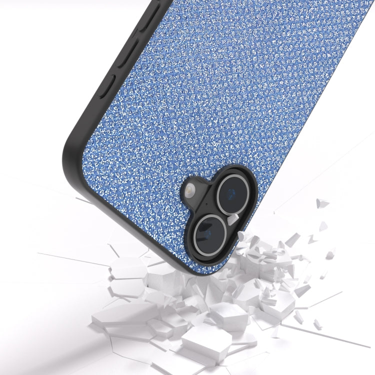 For iPhone 16 Diamond Black Frame Phone Case(Sapphire Blue)