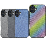 For iPhone 16 Diamond Black Frame Phone Case(Sapphire Blue)