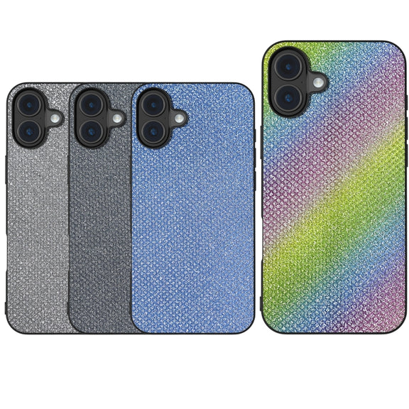 For iPhone 16 Diamond Black Frame Phone Case(Sapphire Blue)