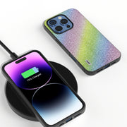 For iPhone 16 Pro Diamond Black Frame Phone Case(Rainbow Diamond)