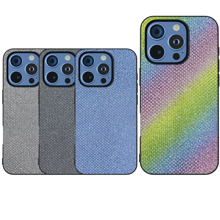 For iPhone 16 Pro Diamond Black Frame Phone Case(Rainbow Diamond)