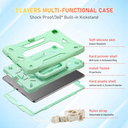 For iPad 10.2 2021 / 2020 / 2019 Legend Grip Holder Silicone Hybrid PC Tablet Case with Strap(Mint Green)