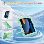 For iPad 10.2 2021 / 2020 / 2019 Legend Grip Holder Silicone Hybrid PC Tablet Case with Strap(Mint Green)