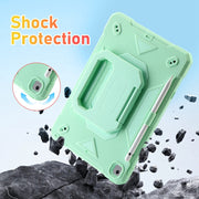 For iPad 10.2 2021 / 2020 / 2019 Legend Grip Holder Silicone Hybrid PC Tablet Case with Strap(Mint Green)