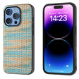 For iPhone 16 Pro Max Black Frame Color Lattice Texture PU Phone Case(Blue) - iPhone 16 Pro Max Cases by PMC TechLife | Online Shopping South Africa | PMC TechLife | Buy Now Pay Later Mobicred