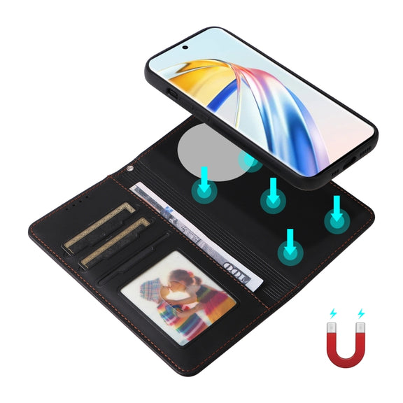 For Honor Magic6 Lite 5G BETOPNICE BN-005 2 in 1 Detachable Imitate Genuine Leather Phone Case(Black)