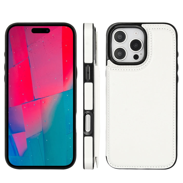 For iPhone 16 Pro Max Double Buckle Crazy Horse Texture PU Phone Case(Pink)